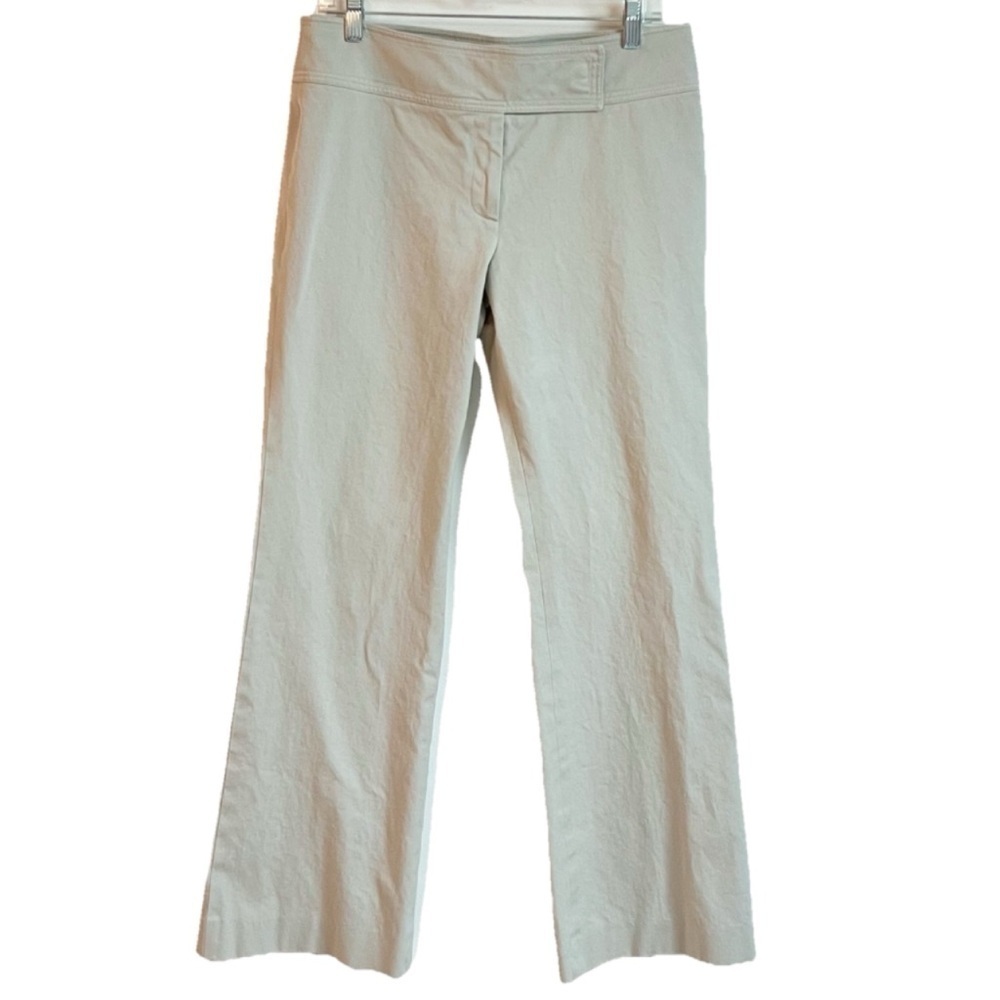 BCBGMaxAzria Wide Leg Beige Chino Dress Pants Mid Rise Stretch Size 10 Pockets